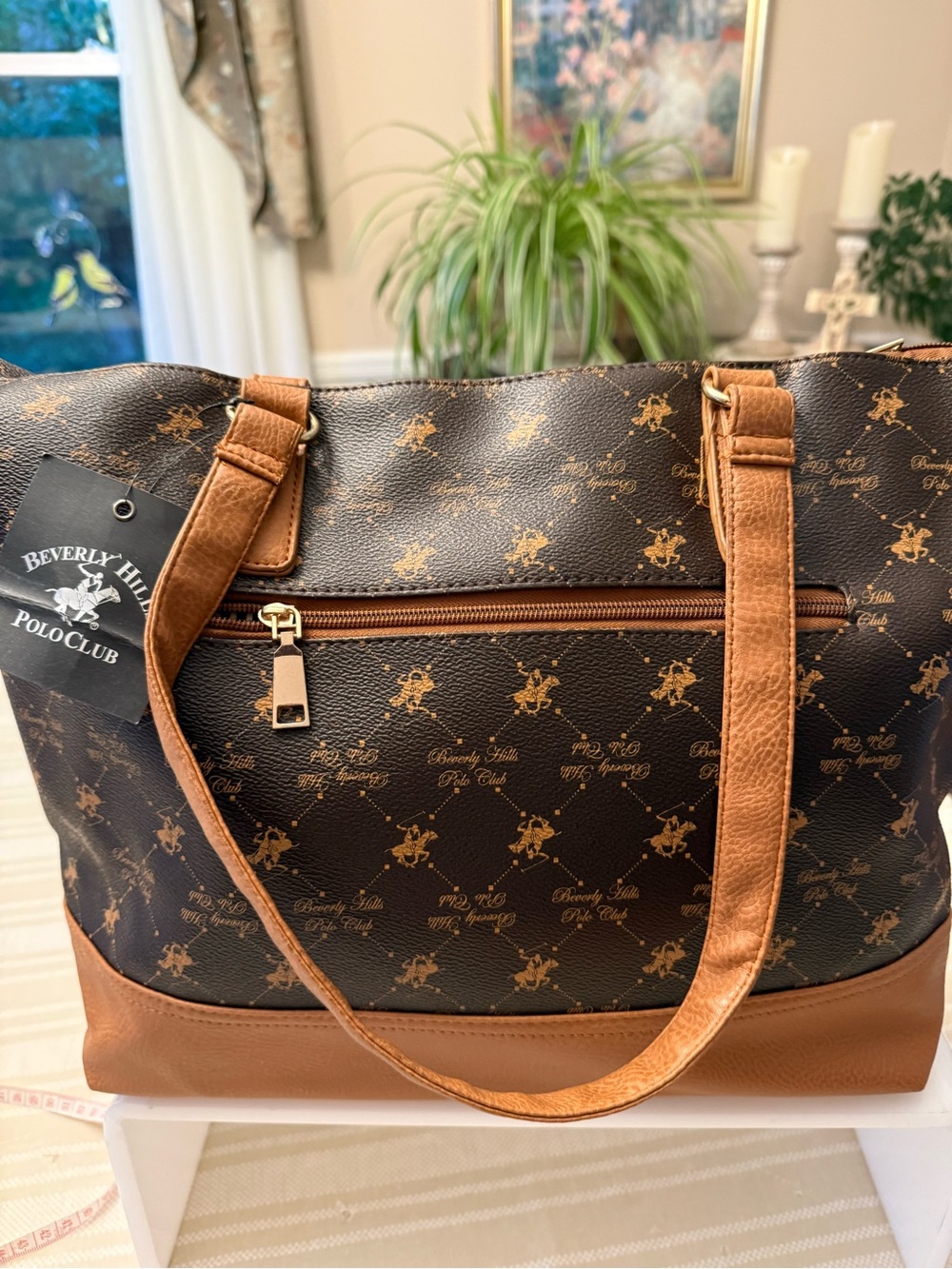 Beverly Hills Polo Club Brown and Tan Logo Tote